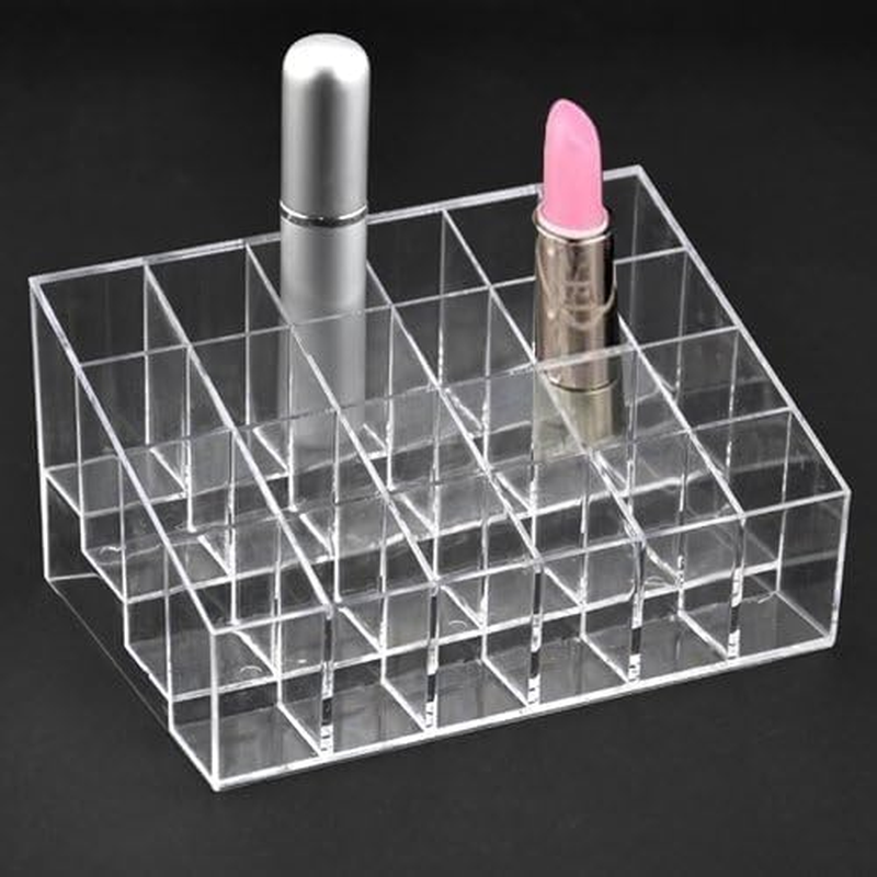 Onwon Transparent Cosmetic Makeup Organizer Clear 24 Lattices Lipsticks Cosmetic Lotion Makeup Organizer Storage Display Holder Stand image number 6