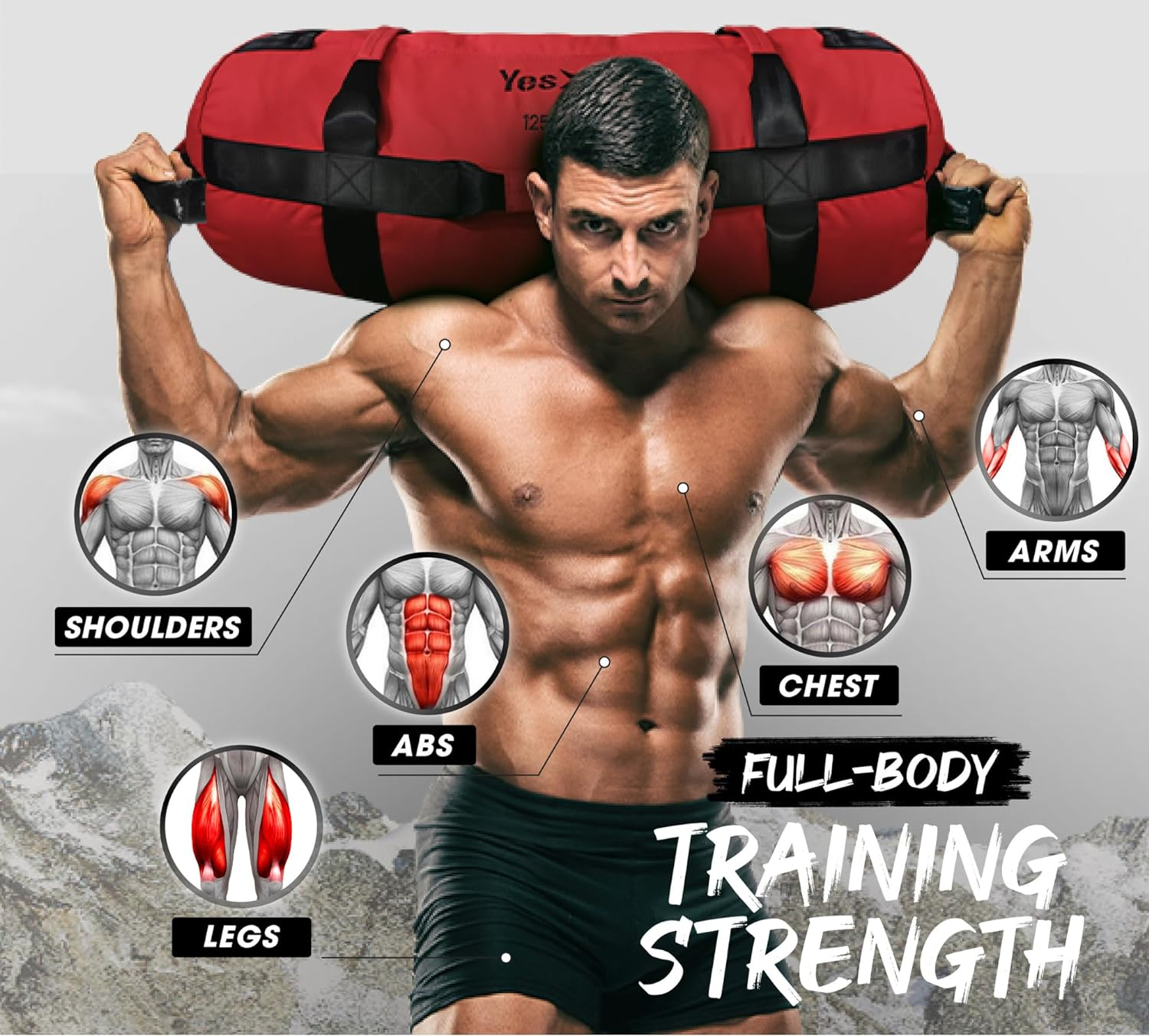 Yes4All Sandbags for Working Out, Adjustable Sand Bags for Weight Training with Handles, Multiple Colors & Sizes 5-200Lbs - F. Darking Black - L image number 2