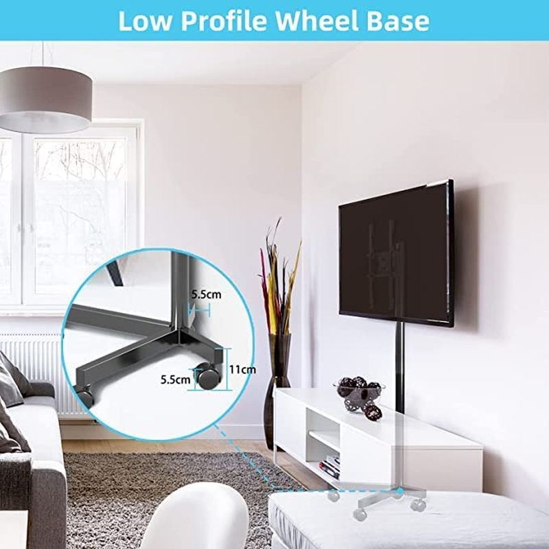 Mobile TV Carts on Wheels for 21-60 Inch Flat/Curved Panel Screens Tvs - Height Adjustable Floor Trolley Stand with Shelf Holds up to 77Lbs - Max VESA 400X400Mm (ML55A) - Ml55Aw image number 7