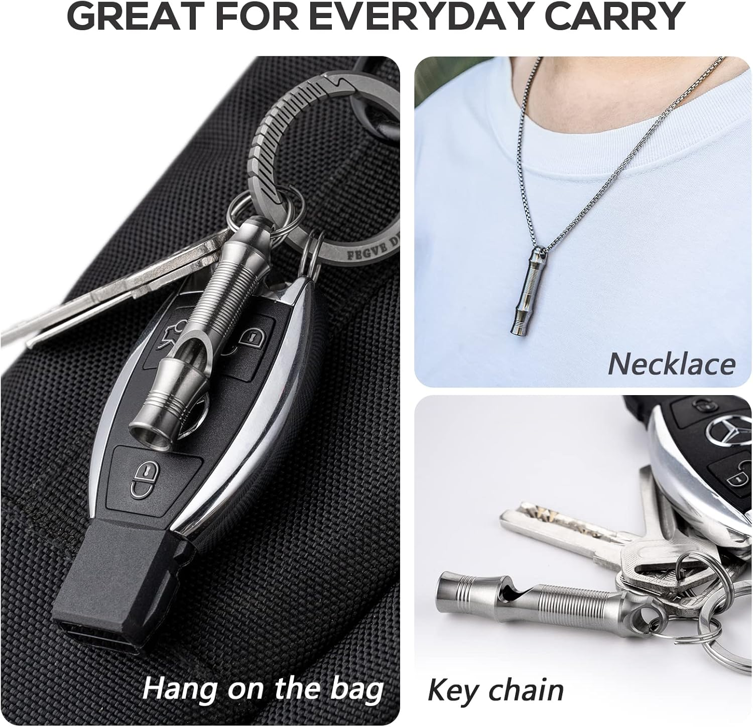 TISUR Titanium Emergency Whistle,Edc Safety Whistles Necklace Loud up to 120Db,Survival Whistles for Survival,Hiking,Camping,Pets Training