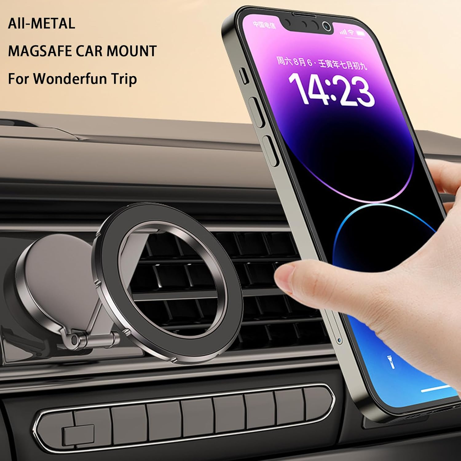 Compatible with Magsafe Car Mount, 360&deg; Rotation All-Metal Magnetic Phone Holder for Car, Strong Magnets Iphone Car Holder Hands Free Phone Mount for Car Dash for Iphone 15 14 13 Pro Max plus (Black) image number 4