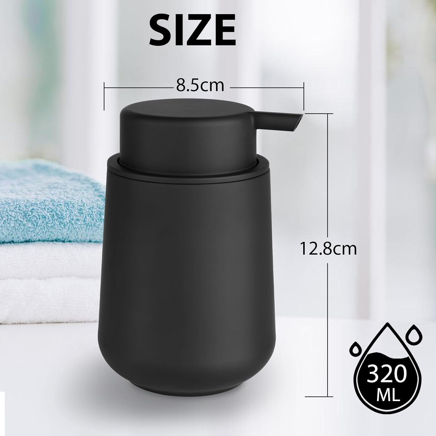 Richenda 12Oz Matte Black Ceramic Foaming Soap Dispenser &ndash; Refillable Lotion Pump Bottle for Bathroom & Kitchen image number 3