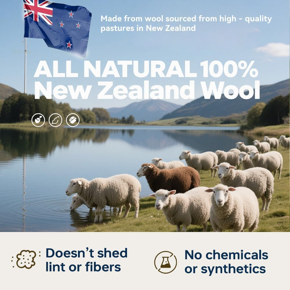 Wool Dryer Balls,Set of 6 with Storage Bag, 100% Natural Fabric Softener,Reusable Natural Fabric