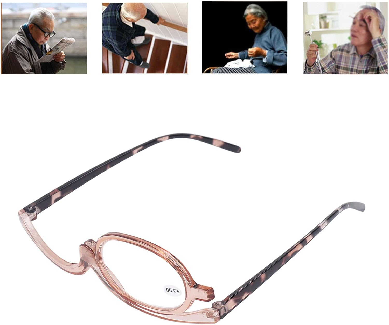 Folding Magnifying Glasses, 180 Degree Rotation Magnifying Makeup Glasses Folding Spring Hinge Single Lens with Concealer Box (+3.00) image number 4