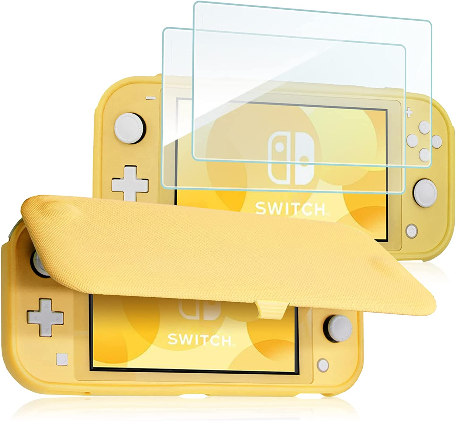 Procase Flip Cover for Nintendo Switch Lite with 2 Pack Tempered Glass Screen Protectors, Slim Protective Case with Magnetically Detachable Front Cover for Nintendo Switch Lite 2019 -Yellow - Turquoise image number 6