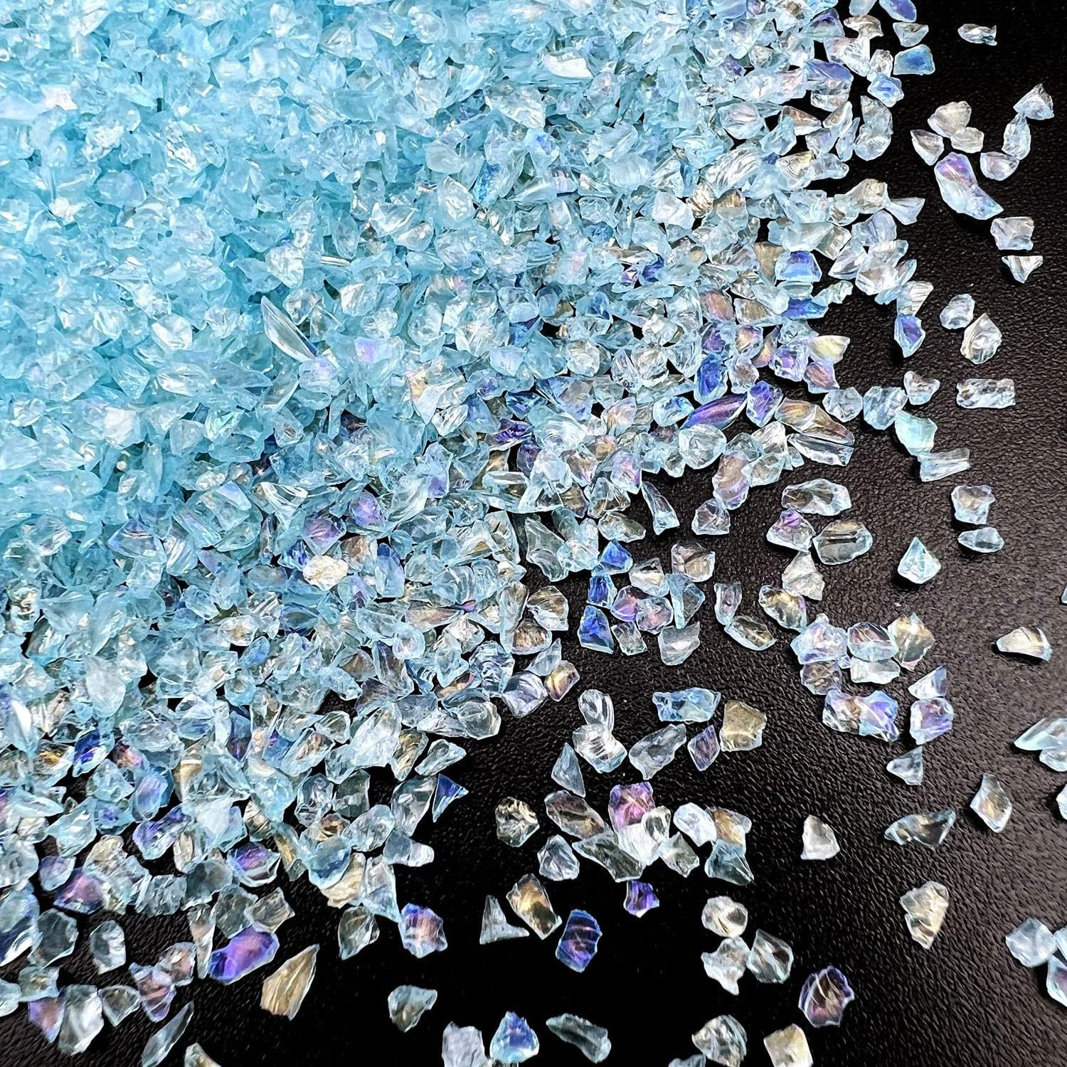 12 Box Transparent Crushed Glass Craft Glitter for Resin Art,Small Broken Glass Pieces Irregular Metallic Crystal Chips Chunky Flakes Sequins for Nail Arts DIY Vase Filler Epoxy Jewelry Making image number 2