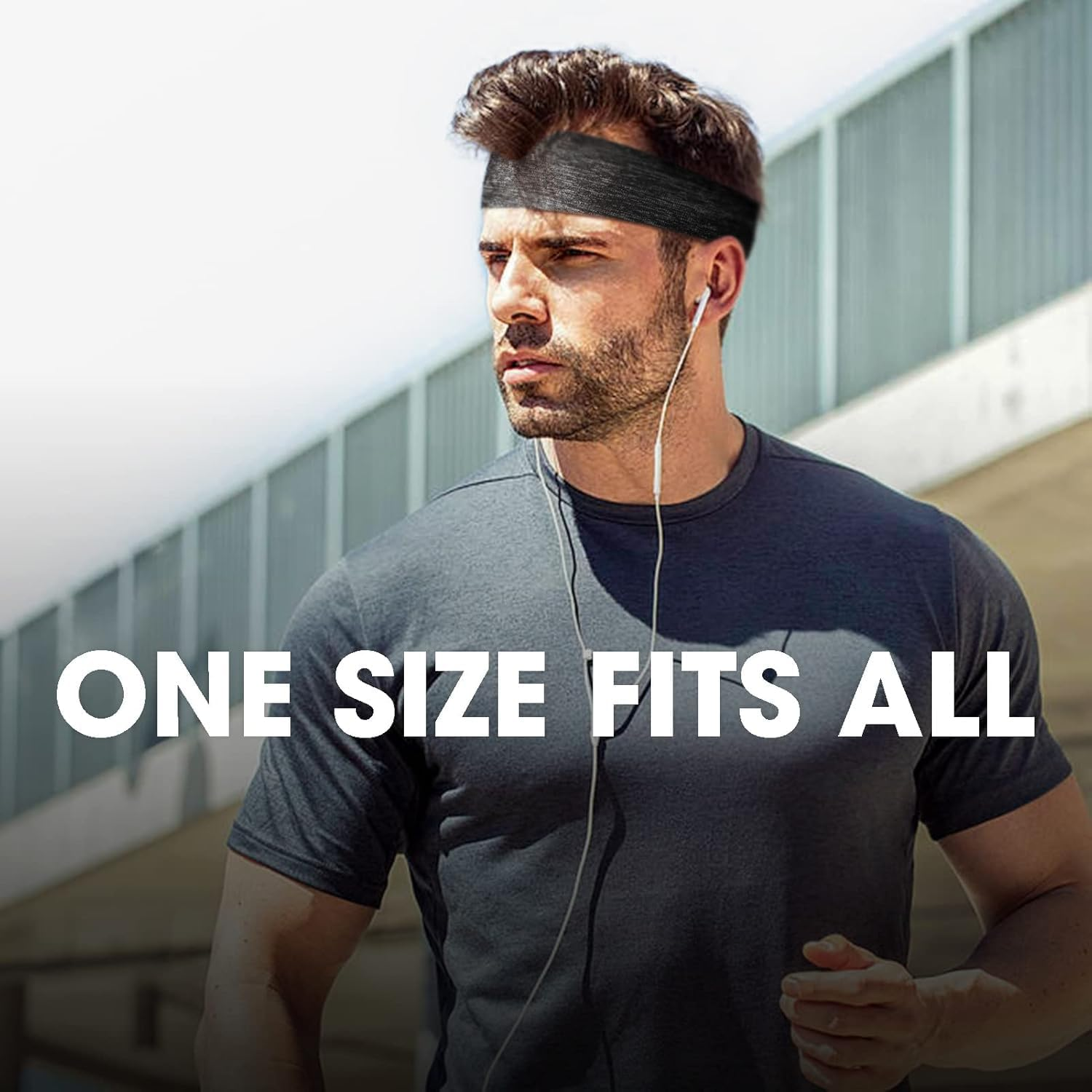 Men'S Headbands, 3-Pack Head Band for Men, Sport Sweatbands for Running Fitness Yoga Cycling, Sweat Wicking Non Slip (Gray/Green+Gray+Black) - 3 Pack A image number 4