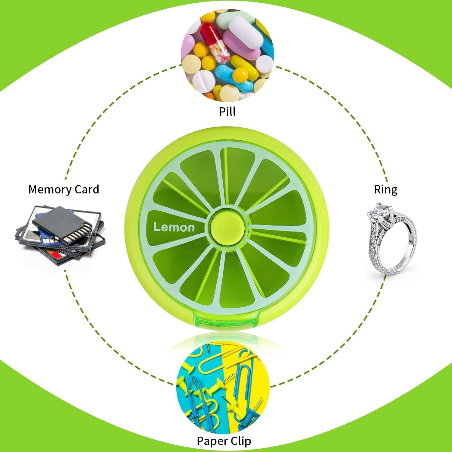 ARREBOL 7 Compartment Pill Organiser, Compact Daily Medication Case for Travel & Home, Portable Pill Box with Moisture-Proof Seal image number 2