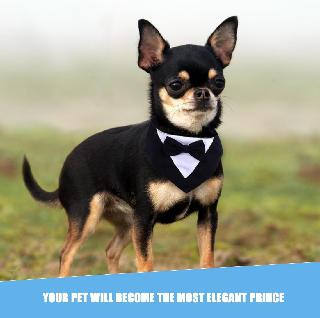 Dog Tuxedo Bandana, Dog Bandana, Dog Wedding Bandana, Formal Dog Tuxedo Bandana, Adjustable Dog Tie, Dog Bowtie, Dog Tuxedo Bandana image number 1