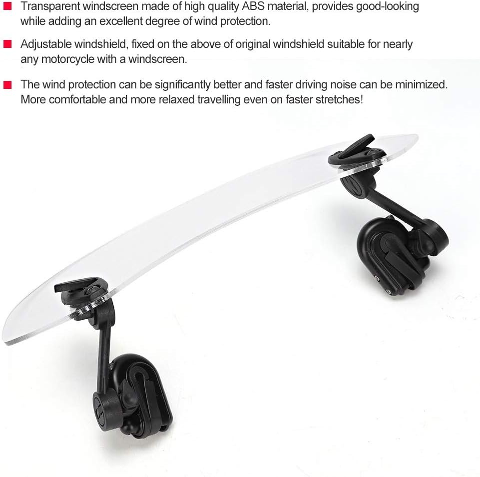 Motorcycle Universal Windshield - Universal Motorcycle Adjustable Clip on Windscreen Wind Deflector Windshield Accessories image number 2