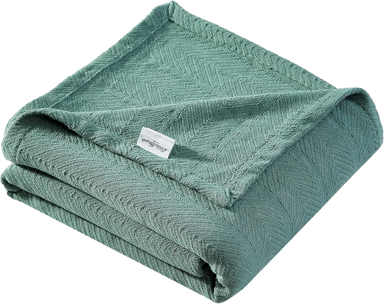 Eddie Bauer - Twin Blanket, Lightweight Cotton Bedding, Home Decor for All Seasons (Herringbone Green, Twin)