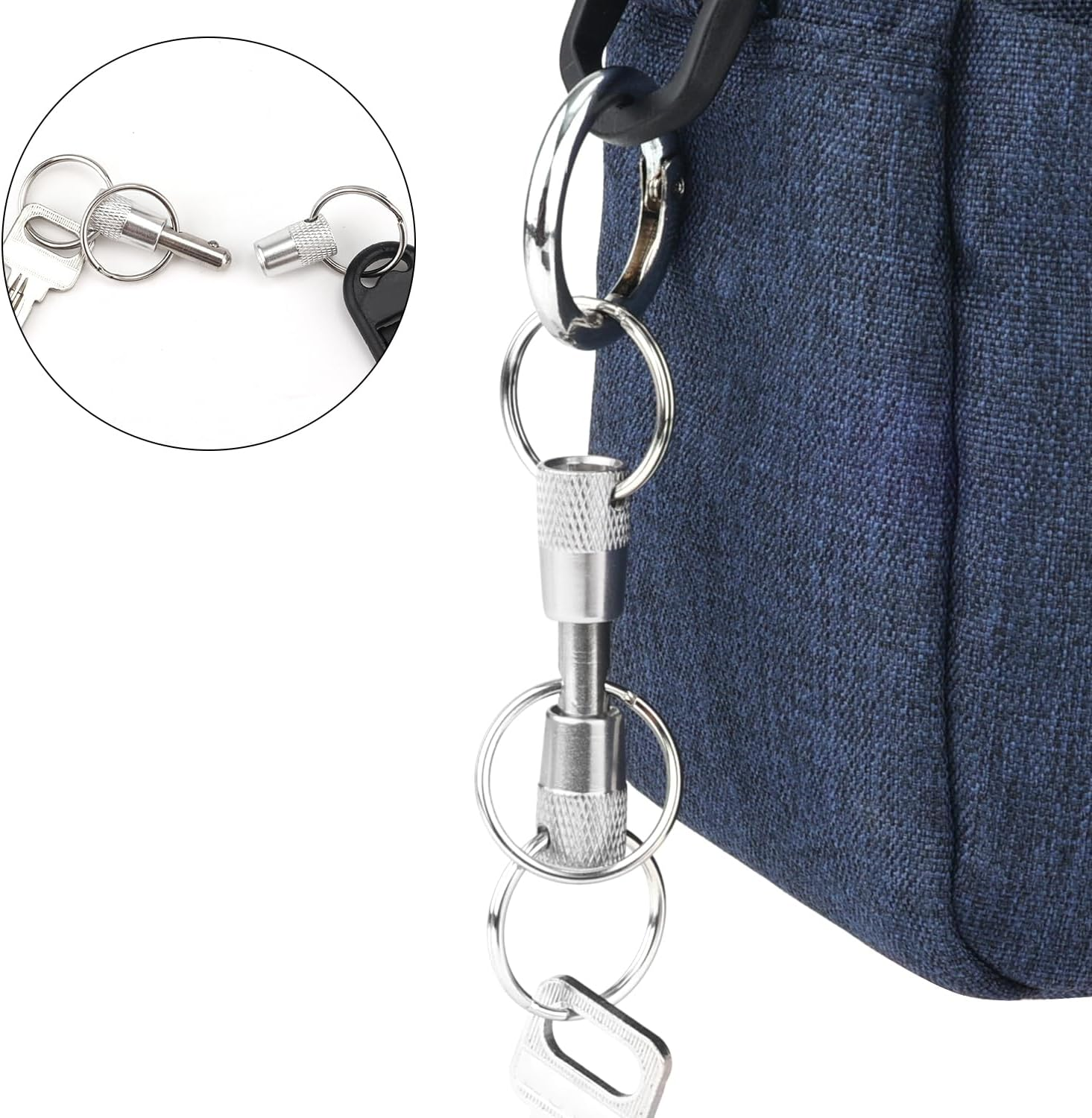 NQEUEPN 3-Way Quick Release Keychain, Detachable Key Rings Pull Apart Separate Quick Disconnect Release Convenient Accessory image number 6