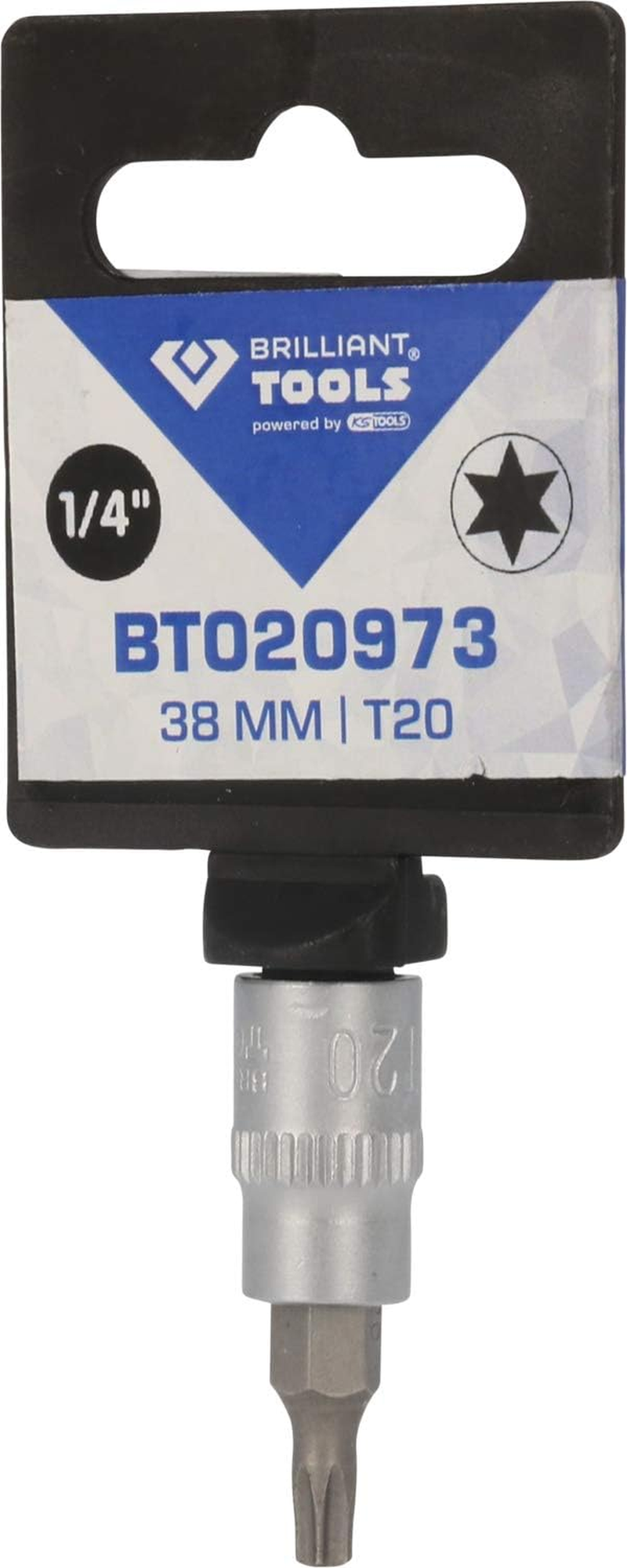 BRILLIANT TOOLS BT020973 1/4 Inch Torx Bit Socket, T20 [Powered by KS TOOLS] image number 2
