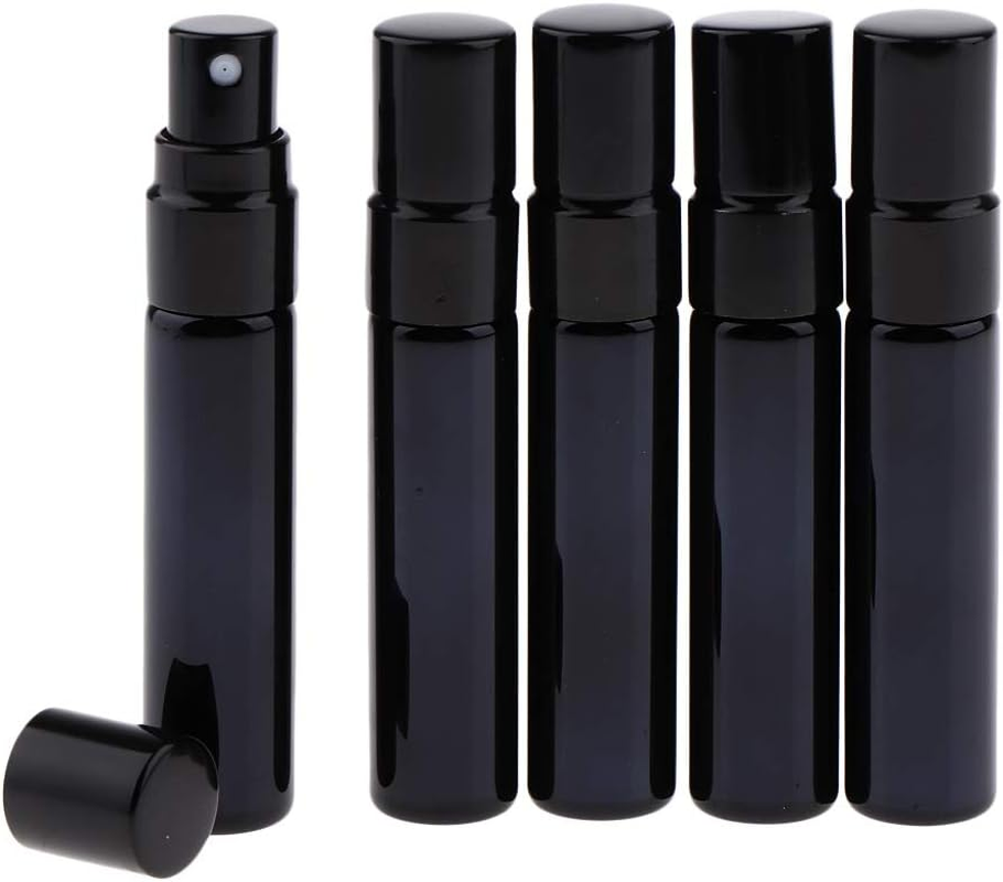 5 Piecesglass Spray Bottles Mini Vials Perfume Bottle Cosmetic Container Black