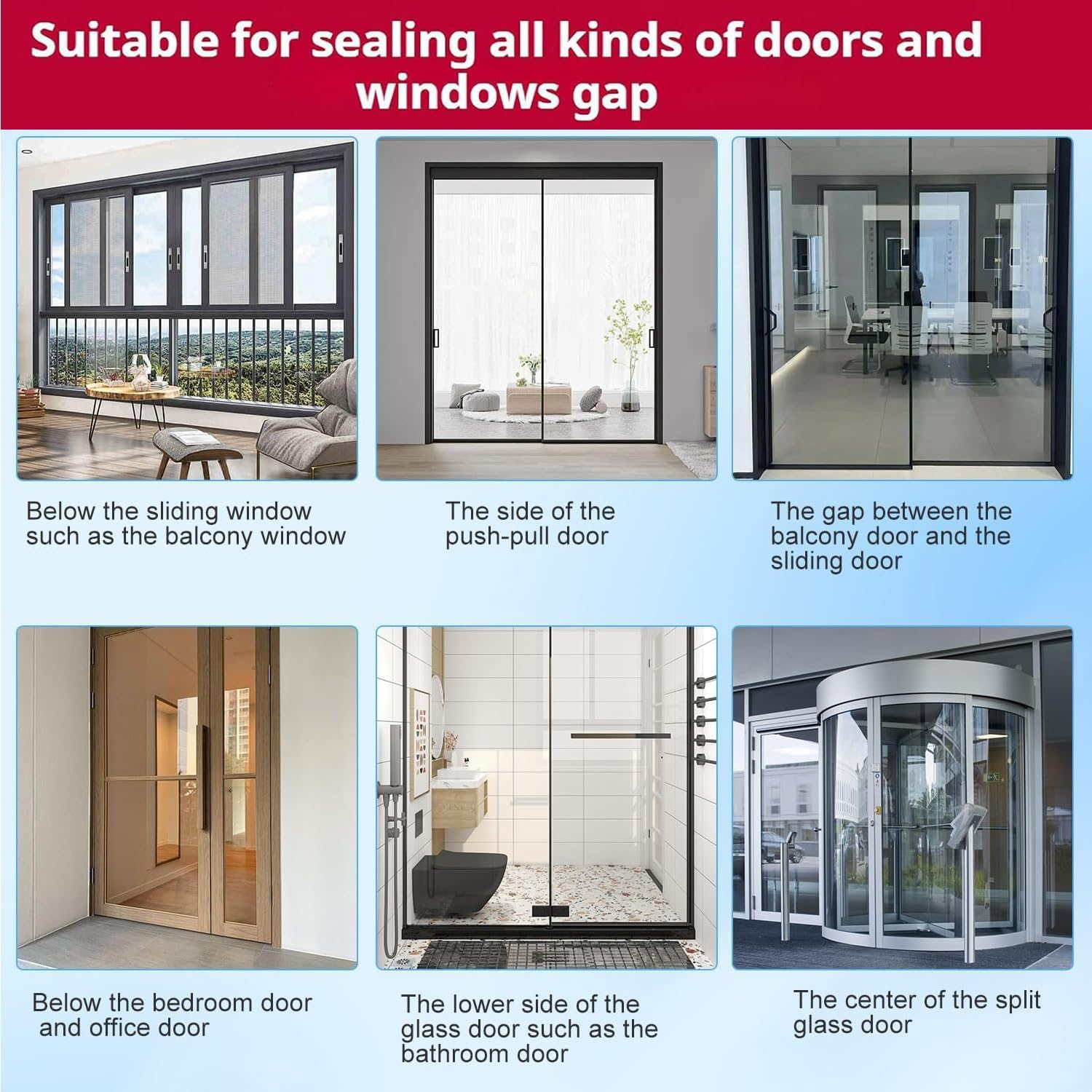 32.8FT Transparent Silicone Weather Stripping Door Seal Strip for Doors, Windows & Shower Glass Gap No Residue, under Door Draft Stopper, Silicone Sealing Tape image number 1