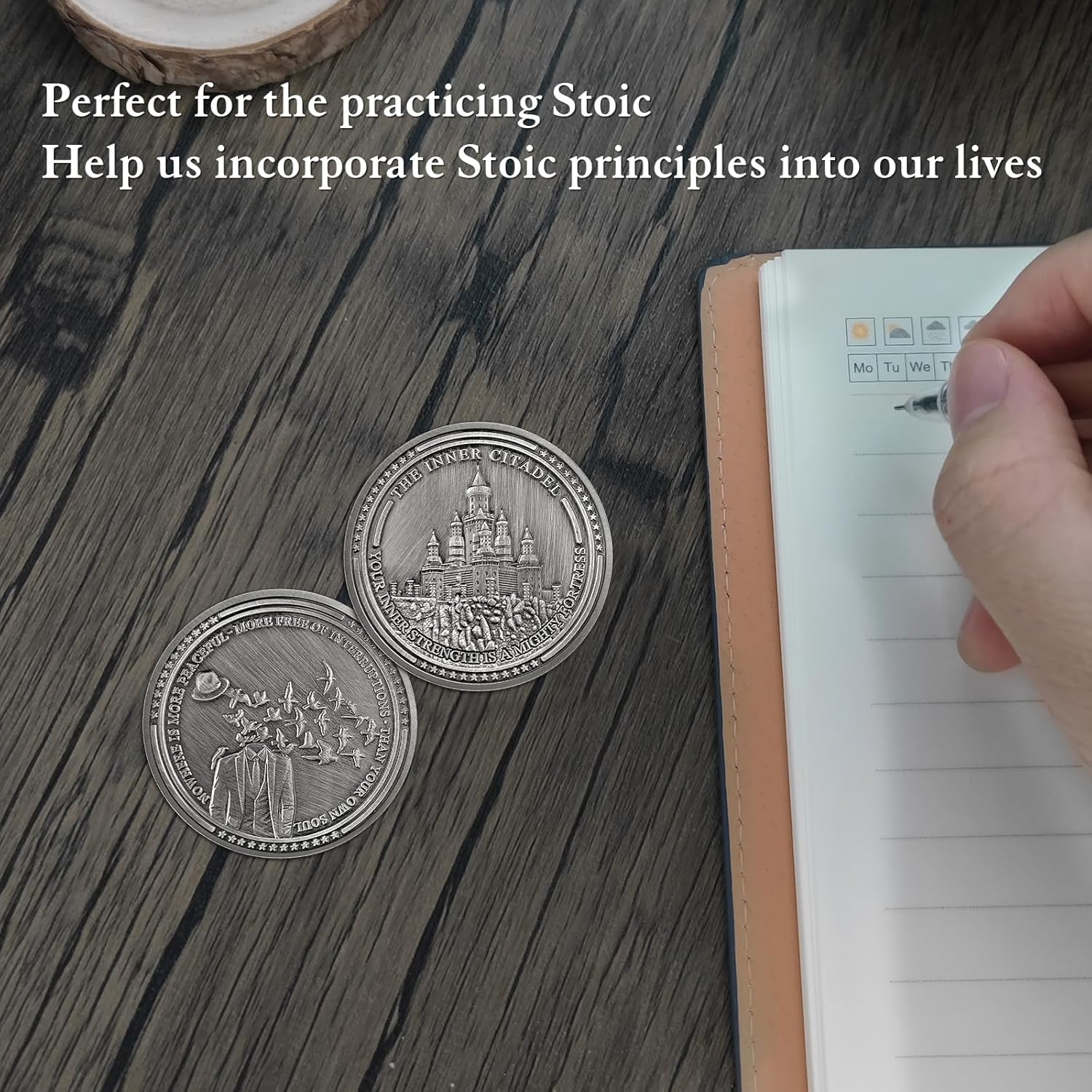 The Inner Citadel Challenge Stoic Coin Reminder Token for Daily Stoic EDC Coin Courage Coins Motivational Gifts image number 1
