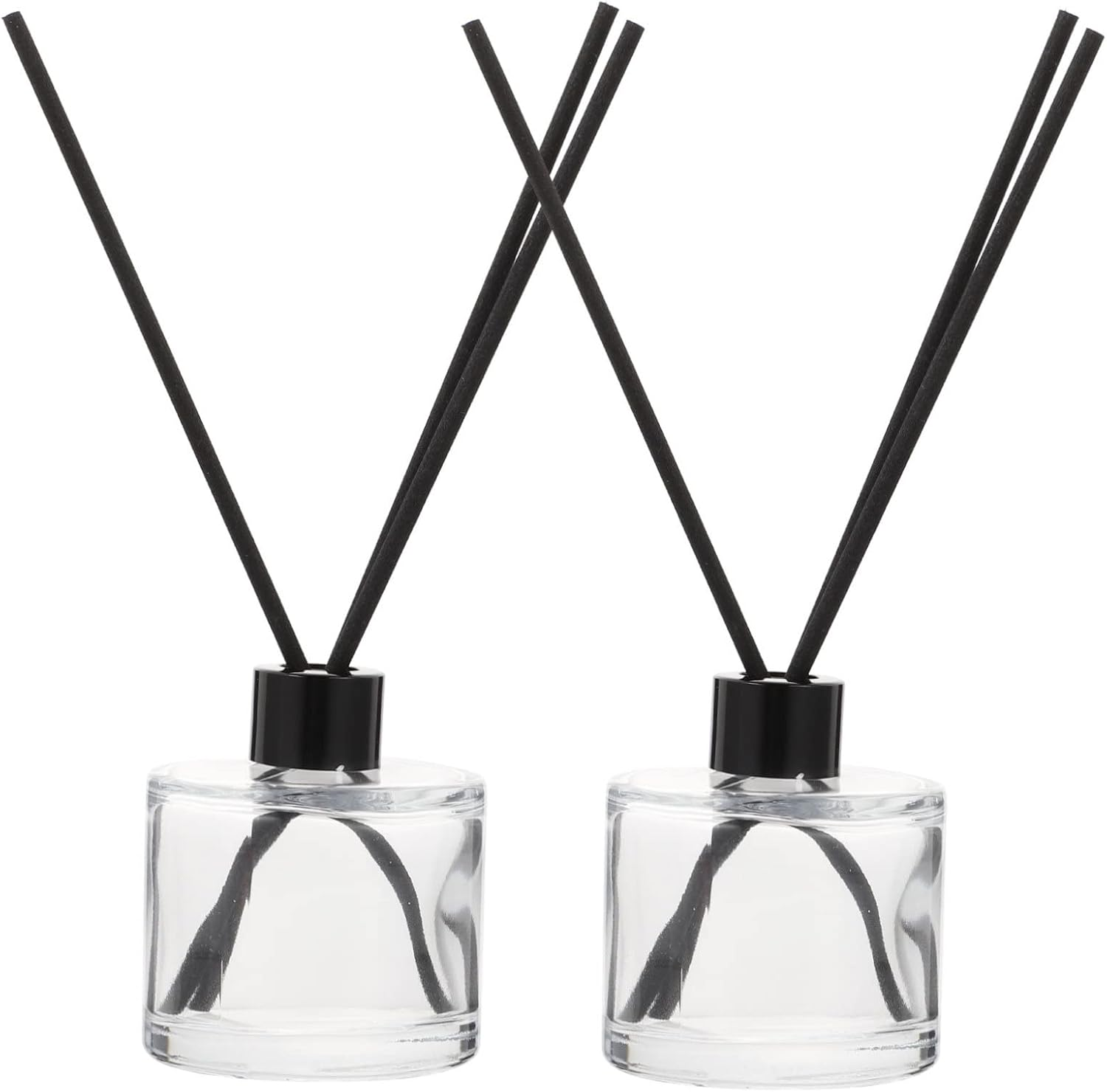 STOBAZA Fragrance Diffuser Bottles 50Ml Glass Aromatherapy Bottles Square Refillable Essential Oil with 16Cm Black Reed Sticks Set for Home Scenting and Relaxation image number 2