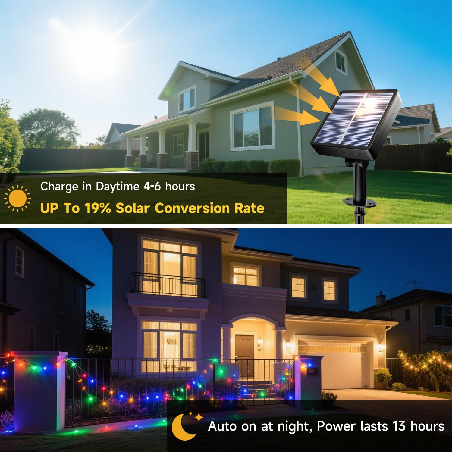 Solar String Lights Outdoor, 33FT/10M 100LED Solar Globe String Lights, 8 Lighting Modes, Waterproof Solar Powered Patio Light for Garden Yard Porch Wedding Party Outdoor Decoration (Multicolor)