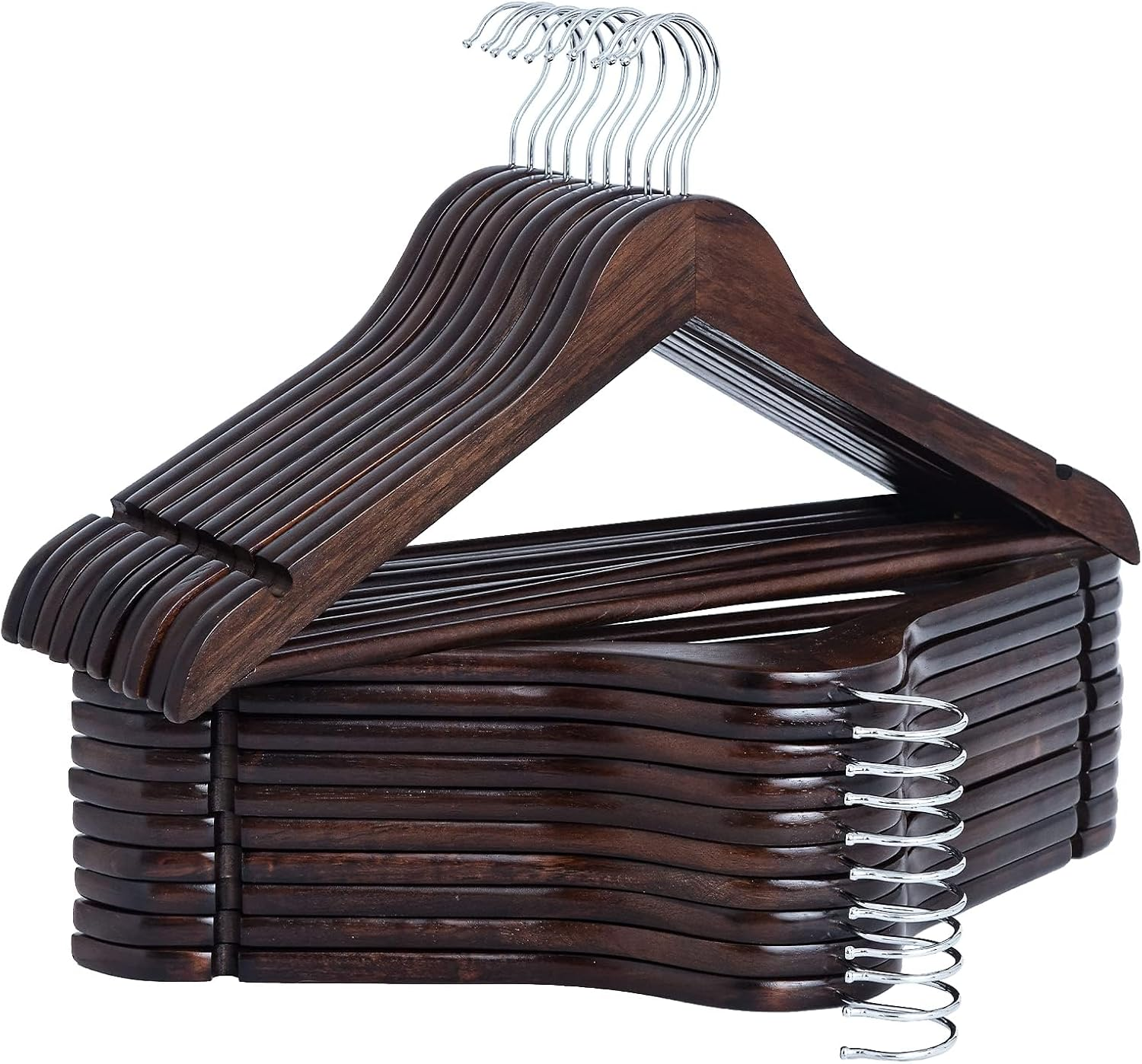 Storageworks Wooden Hangers 20 Pack, Wood Coat Hanger for Coats, Shirts, Jackets, Pants, Suits, Natural Wood Color