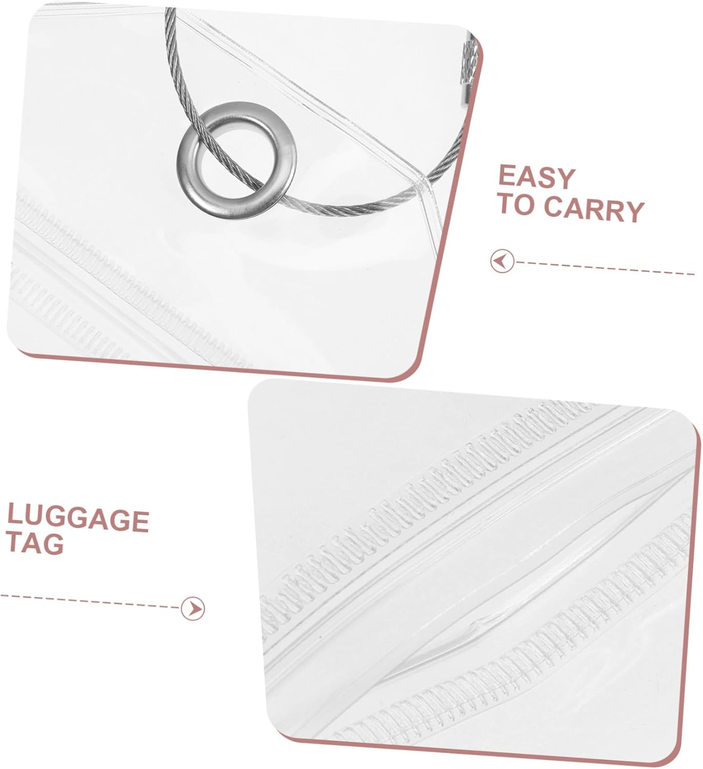 SEWACC 5Pcs Clear Luggage Tags with Steel Rings Reusable PVC Id Card Holders for Cruise Ships Travel Bags Pet Carriers Travel Accessories for Suitcases and Sports Gear image number 5