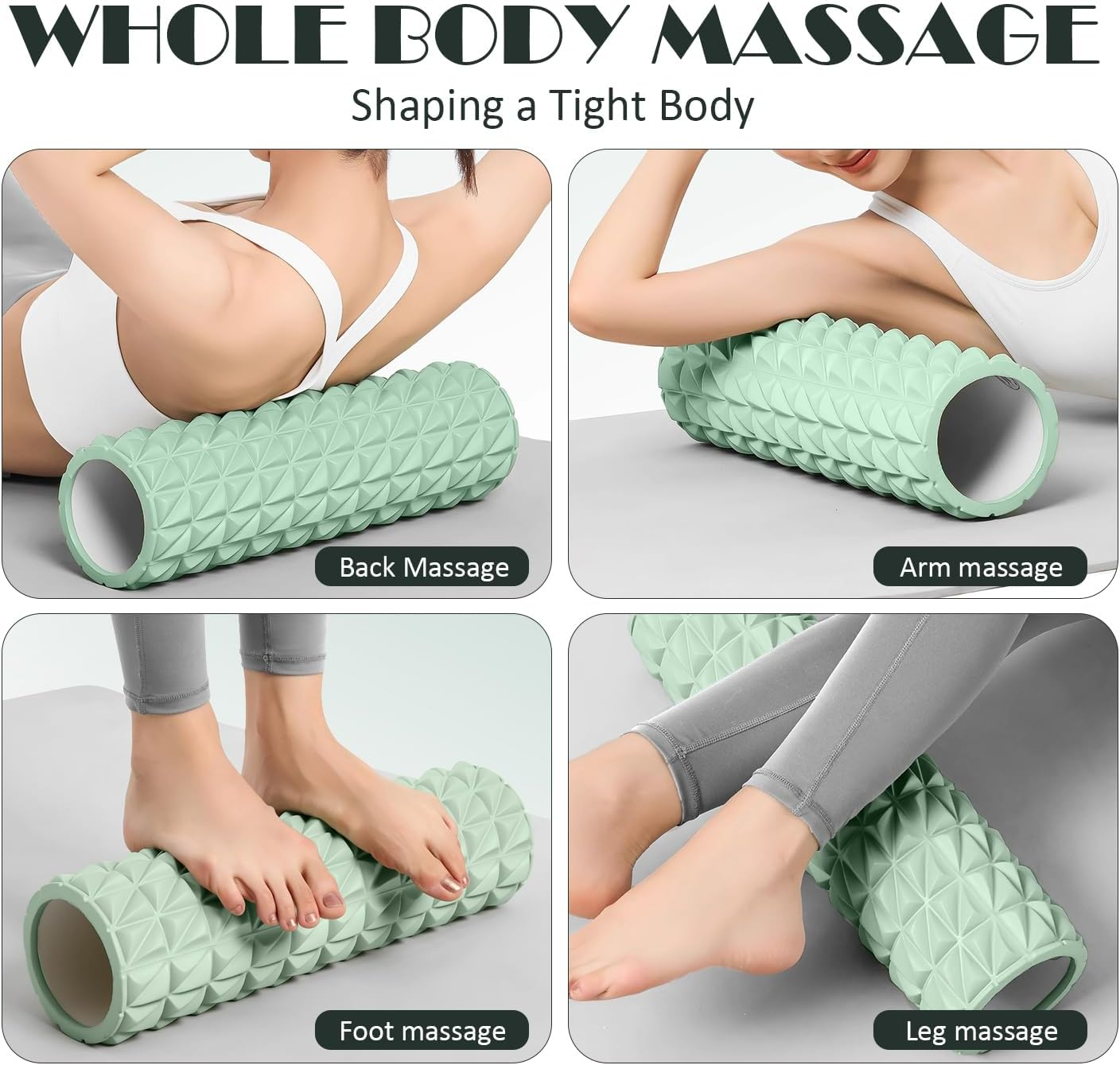 Foam Roller - 18" Deep Tissue Massage Muscle Roller and Stretching Equipment for Sustainable Strength and Myofascial Trigger Point Release (Light Green) - Light Green image number 2