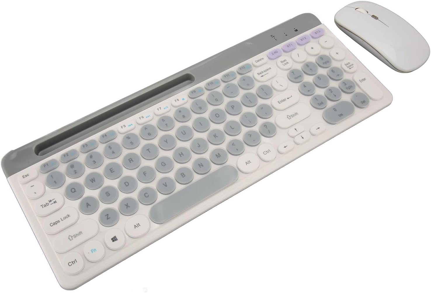 Wireless Keyboard and Mouse Combo, 2.4G Bluetooth Double Mode Retro Style Keyboard with Waterproof Silicone Dust Mat, 400Mah Ergonomic Mouse, for Computer, Laptop (Black)