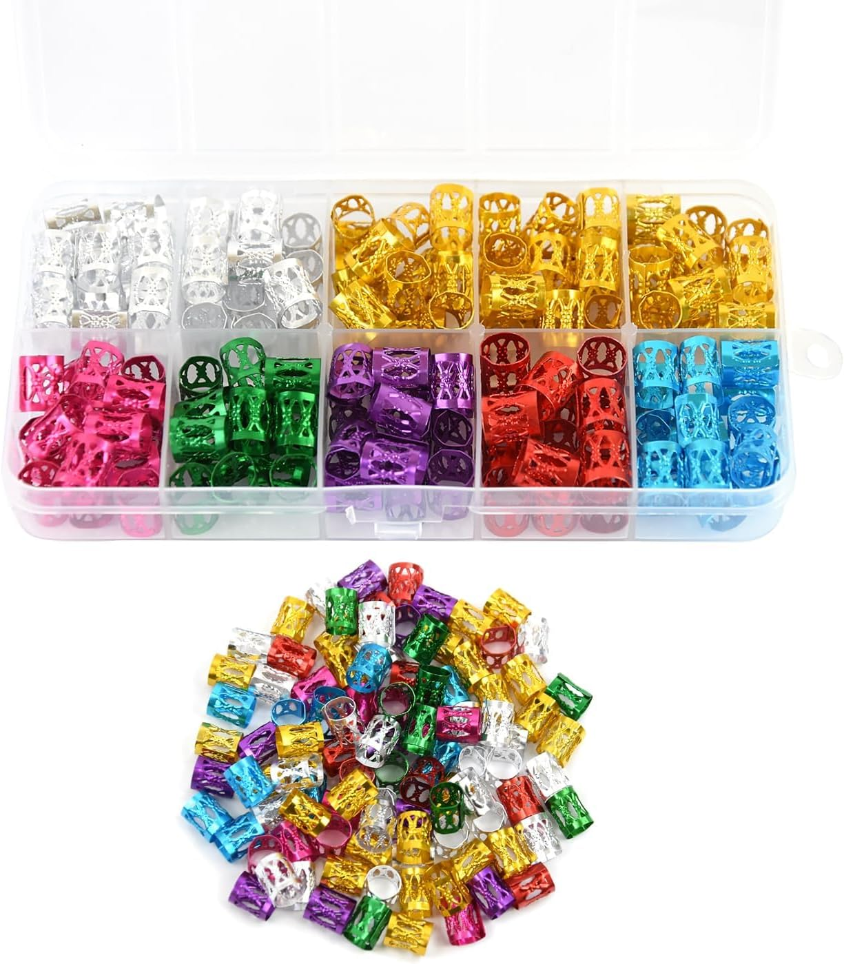 150 Pieces Dreadlocks Beads Aluminum Hair Rings for Braids Hair Clips Braiding Ring Metal Cuffs Hair Jewelry for Braids Accessories image number 3