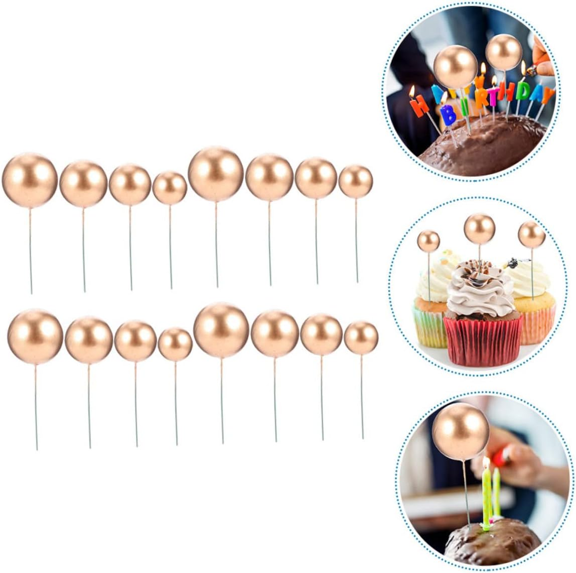 40Pcs Baked Decorative Balls Party Cake Toppers Cupcake Picks Birthday Party Cake Ornaments Pick Decor image number 3