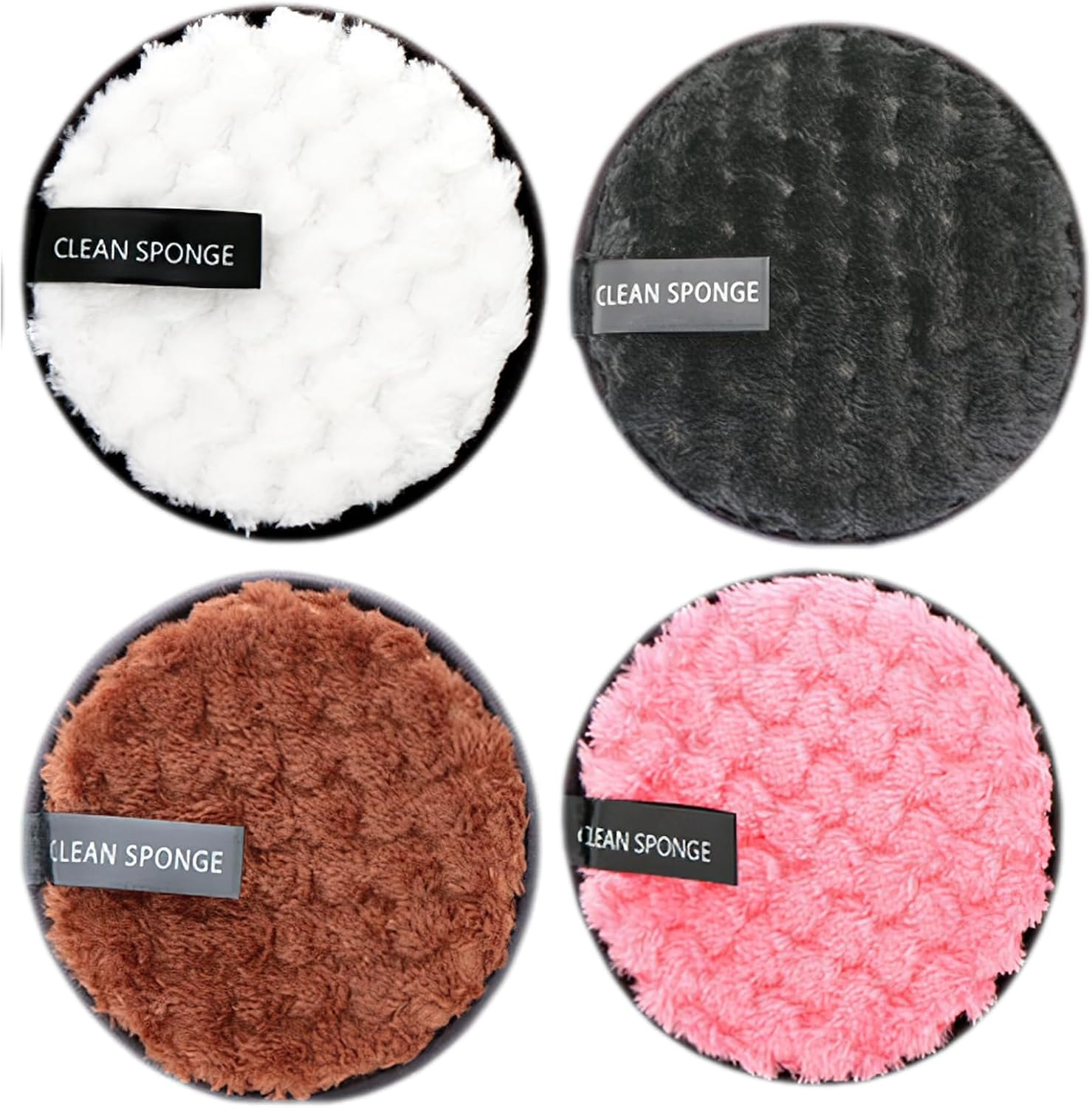 YSHIGUING Reusable Makeup Remover Pads,4Pc Reusable Makeup Remover Cloths Face Pads for All Skin Types, Washable Microfiber Face Cleaner Puff Facial Cleansing,Black/Coffee/White/Pink image number 5