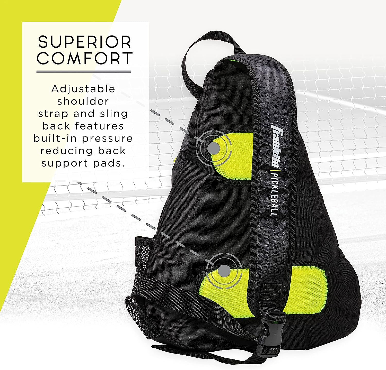 Franklin Sports Pickleball Sling Bag &ndash; Official Pickleball Bag of the U.S. Open Pickleball Championships &ndash; Adjustable - Black/Optic Yellow image number 5