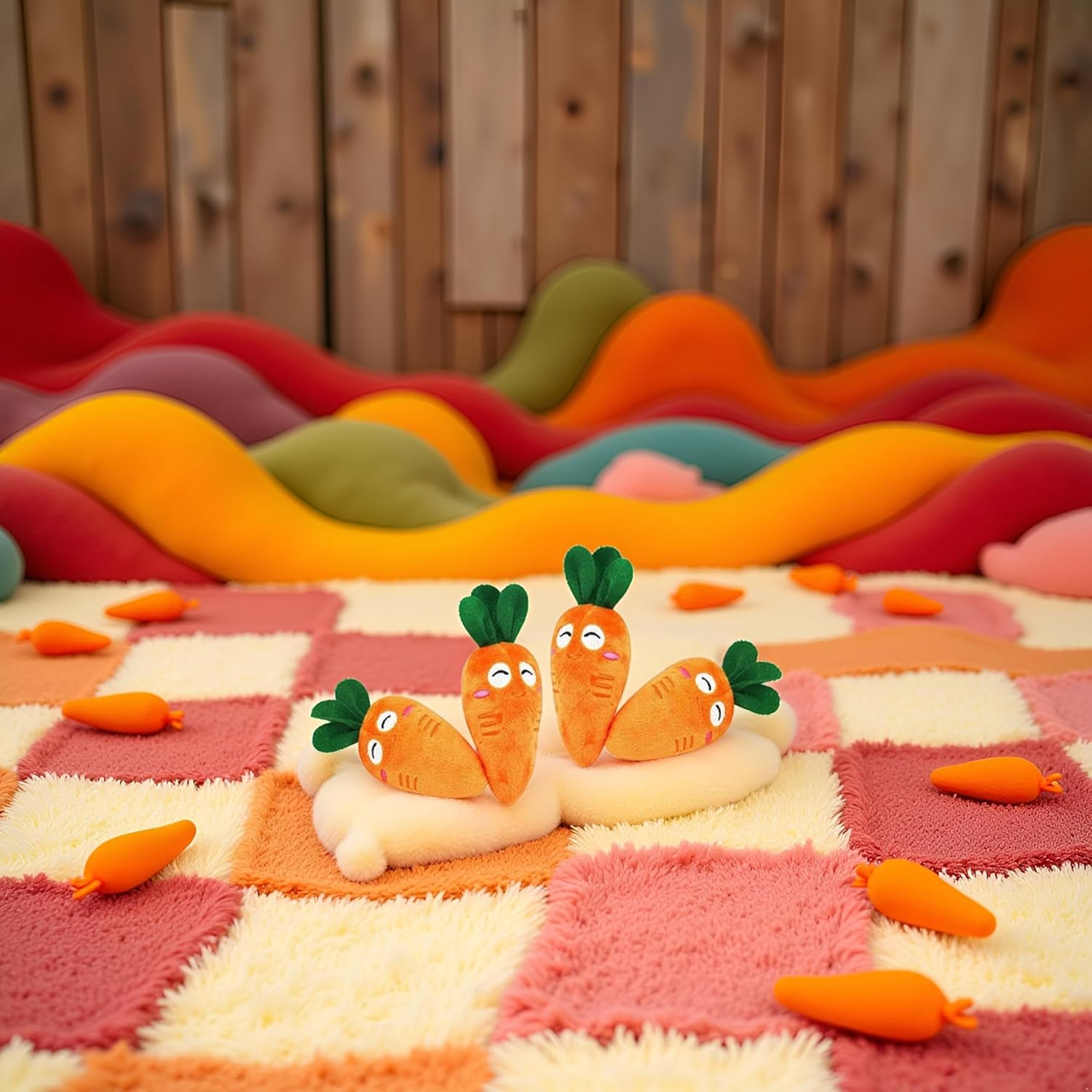 Ymhapp Soft Dog Toys Funny Cute Carrot Plush Chew Toys for Dogs Cats with Squeaky Sounds 4 Pack image number 1