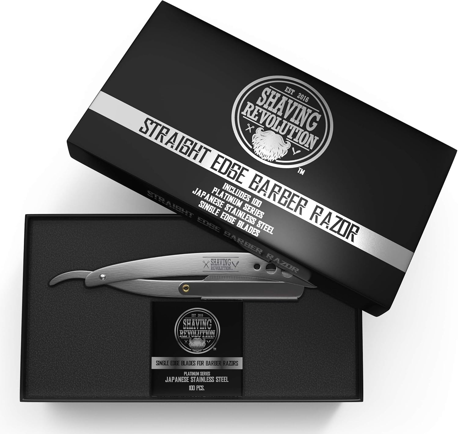 Straight Edge Barber Razor for Close Shaving - Professional Straight Blade Razor for Men with 100 Single Edge Blades- Mens Straight Razor Kit image number 6
