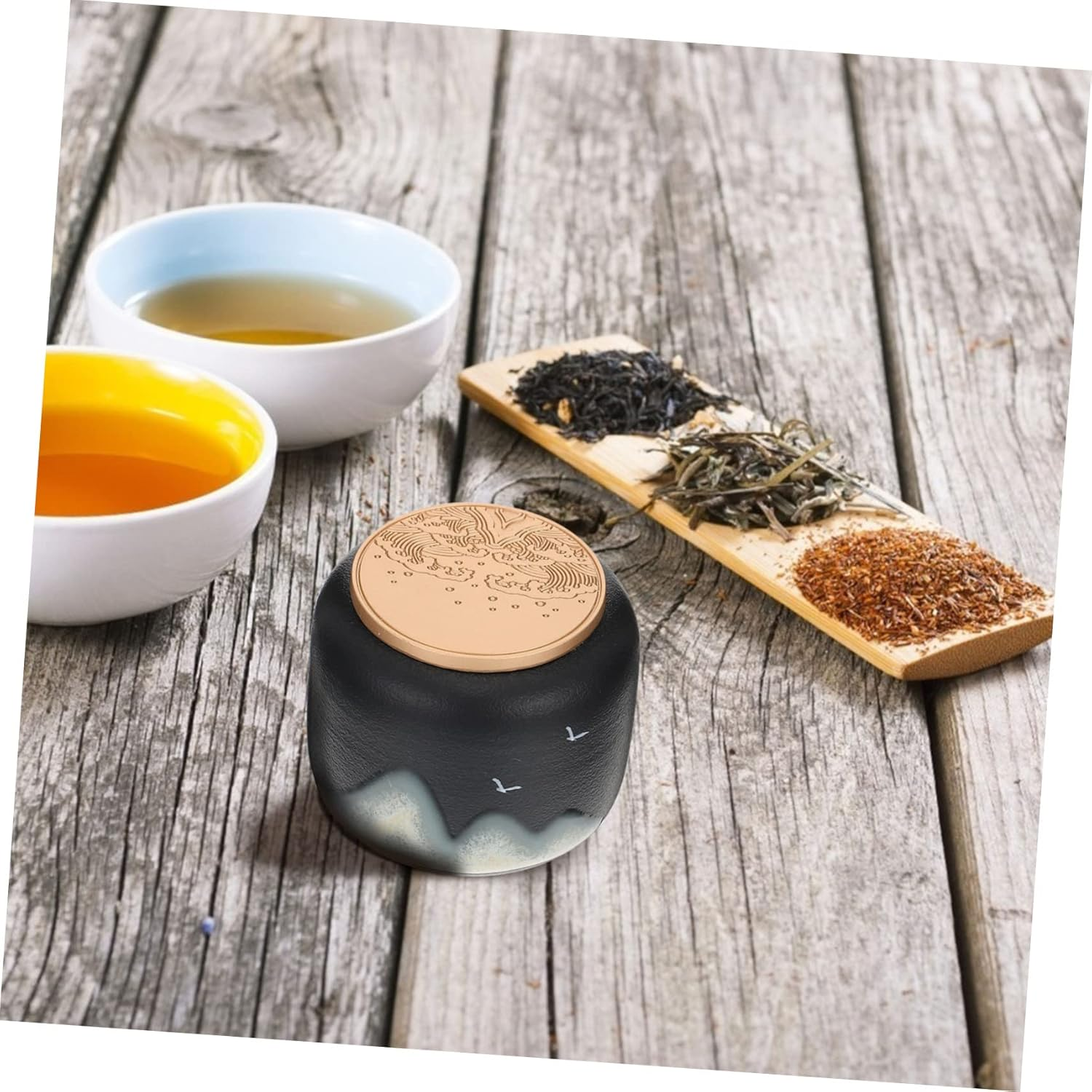 Operitacx 1Pc Black Clay Tea Jar Sealed Storage Canister Tea Organizer for Home Office image number 5