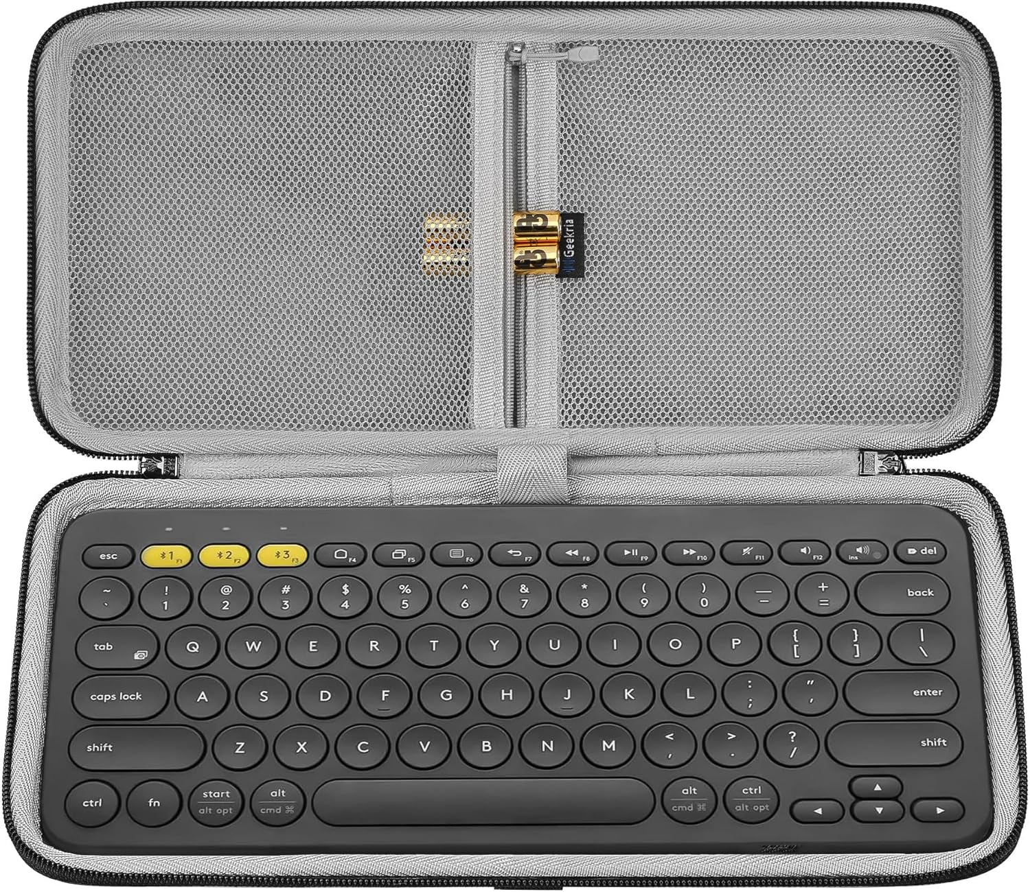 Geekria Keyboard Carrying Case, Hard Shell Protective Travel Bag for Small Compact Keyboard, Compatible with Logitech Pebble Keys 2 K380S / K380 (Lavender)
