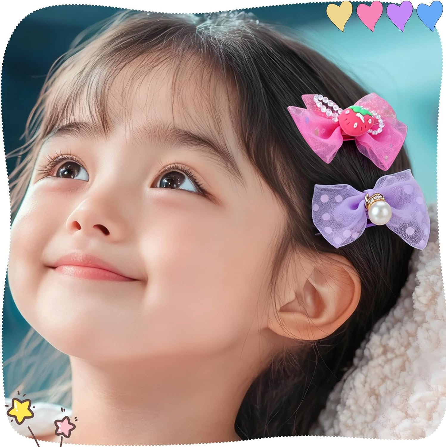 Dusaniyali Pack of 34 Flower Hair Clips Girls - Cute Hair Clips Set Baby Hair Bows with Flowers, Bows for Baby and Children, Multicoloured Hair Accessories for Girls image number 1