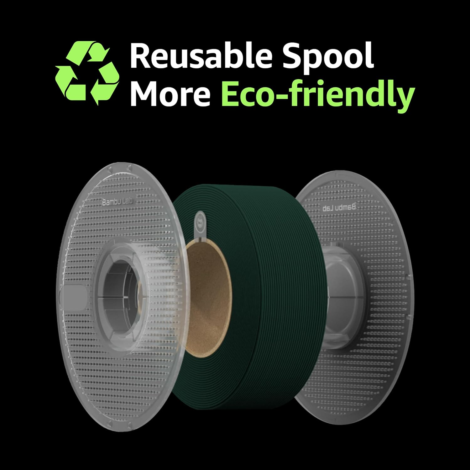 Bambu Lab PETG CF 3D Printer Filament, Higher Mechanical Properties & Flexibility 1.75Mm 3D Printing Filament, Less Clumping & Stringing, Ams-Compatible 3D Print Material with Reusable Spool 1Kg Black