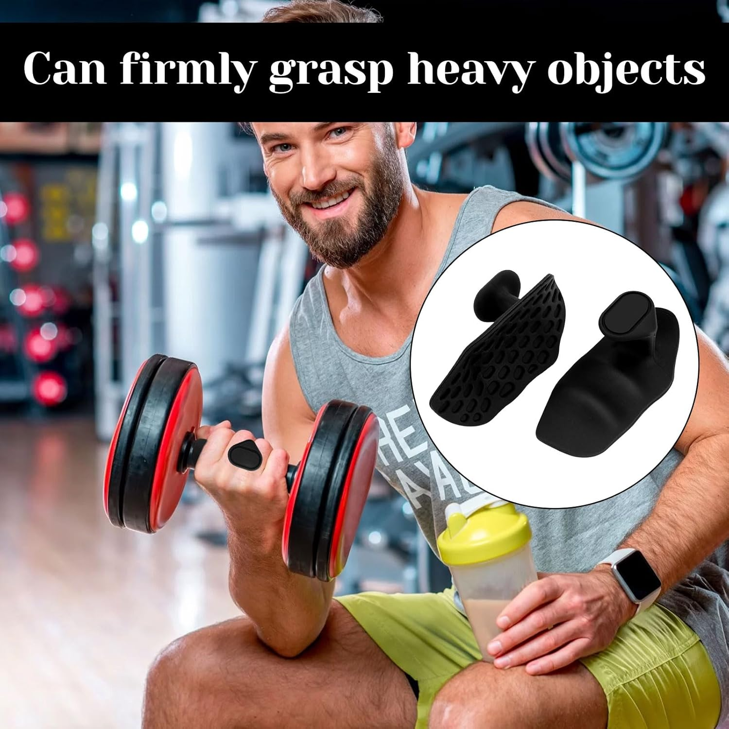 ​​Anti-Slip Gym Grips, 1 Pair Gym Gloves, Weight Lifting Grips with Storing Bag, Ergonomic Silicone Hand Protector Gloves for Training, Dumbbell and Deadlift, Weight Lifting Gloves for Men and Women​ image number 5