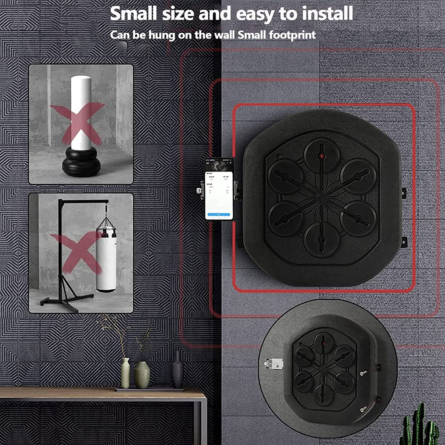 Smart Boxing Machine Wall Mounted with Music Light and Gloves - Indoor Training Equipment for Children, Youth and Adults image number 1