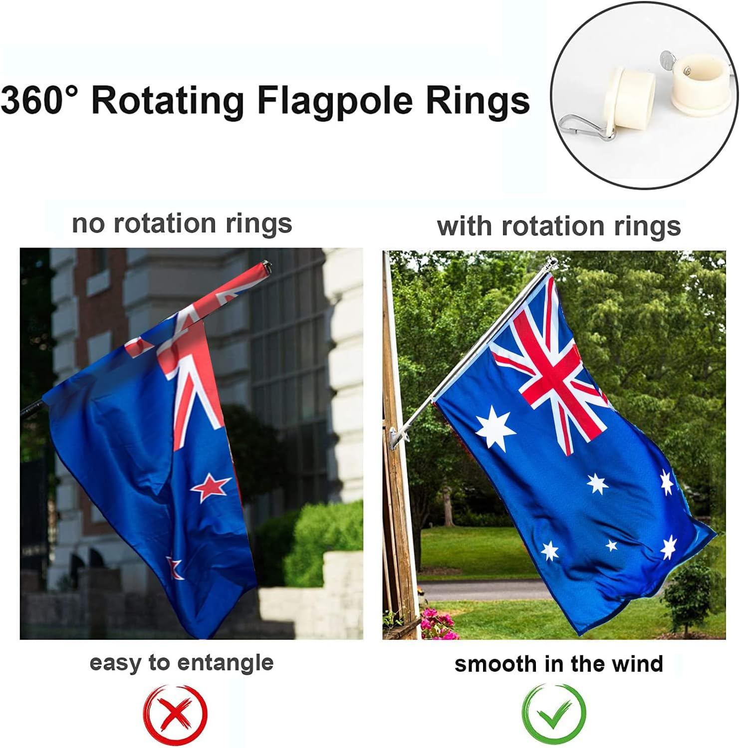 Yotsuba 6 FT Telescoping Flagpole Kit Holder Set- Adjustable Aluminum Flag Pole for Yard, Garden, Wall, Truck | Easy Install, Rust-Resistant, Includes Holder & Hardware image number 3