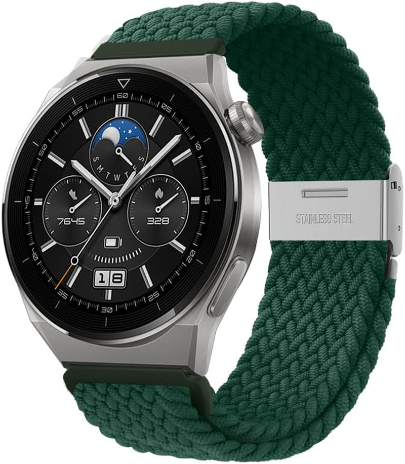 XMUXI Compatible with Samsung Galaxy Watch 3 45Mm Straps Braided Nylon Band, GT 5 GT 4 46Mm Strap, Amazfi GTR 4 GTR 3 Pro Woven Cloth 22Mm Bands Adjustable Elastic Band(Not Include Watch)