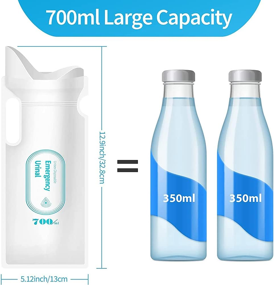 Disposable Urinal Bags (8 Pack/700 Ml)-Easy to Use & Portable for Camping Pee Bags-Unisex Urine Bag Is Convenient When Travel Traffic Jam for Vomit Bag-Portable Toilet Bag Suitable for Men Women Kids Patient image number 1