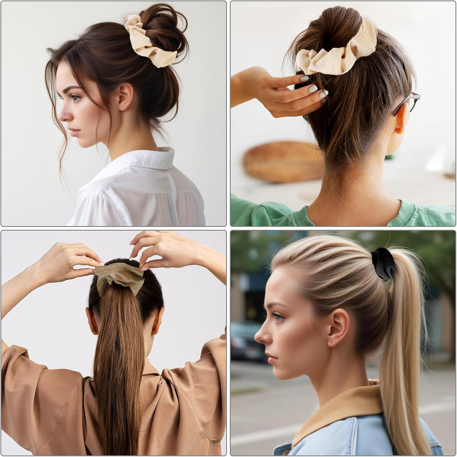 Large Scrunchies for Women 4Pcs Velvet Jumbo Scrunchies for Hair Soft Ponytail Holder Cute Elastic Colors Hair Bands Fashion Bulk Hair Tie for Girls Teens Curly Thick Fine Thin Hairs image number 2