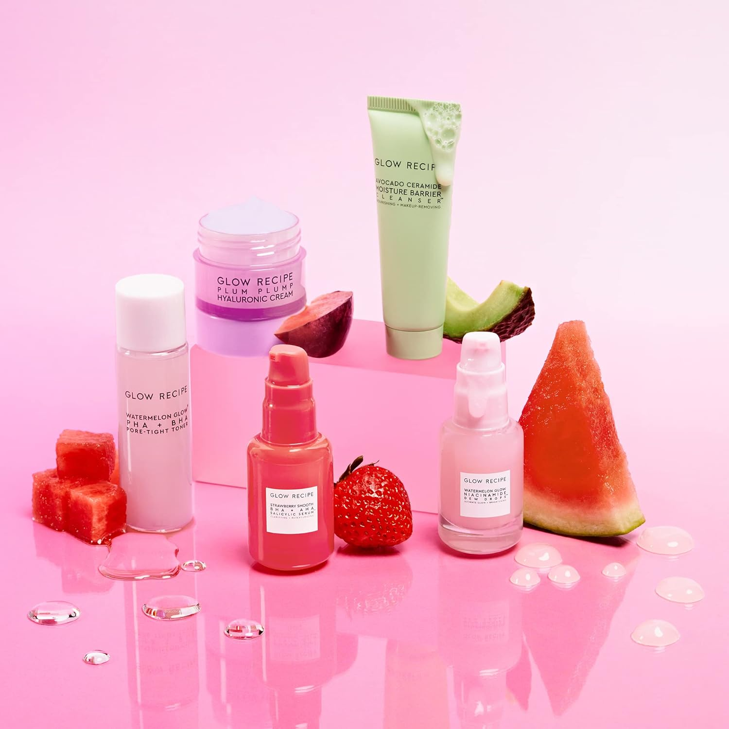 Glow Recipe - Fruit Babies Bestsellers Kit - Mini Travel Size Beauty Essentials - Avocado Foam Cleanser, Niacinamide Dew Drops Serum, Pore-Tight Toner, Salicylic Serum, Hyaluronic Acid Cream (5 Count) image number 3