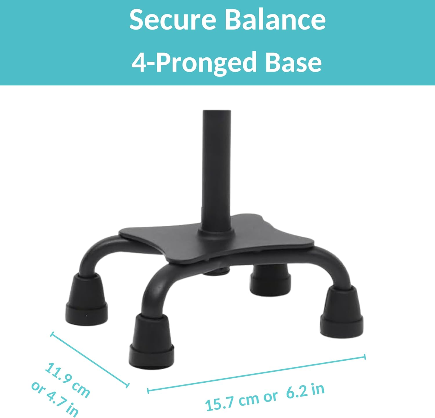 Quad Walking Stick, Adjustable Walking Cane with Offset Soft Cushioned Handle for Men & Women, Lightweight Comfortable with 4-Pronged Foot for Extra Stability image number 2