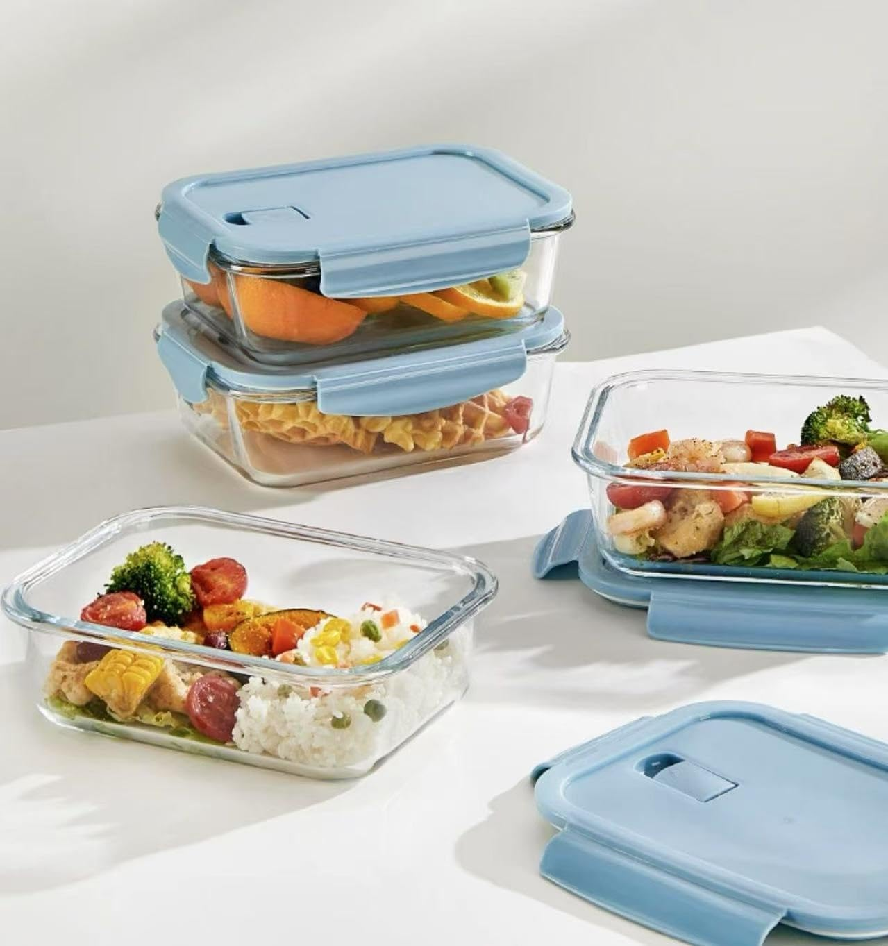 4-Packs, 1040ML Glass Meal Prep Containers with Snap Locking Lids Glass Food Containers,Airtight Lunch Container,Microwave, Oven, Freezer and Dishwasher image number 5