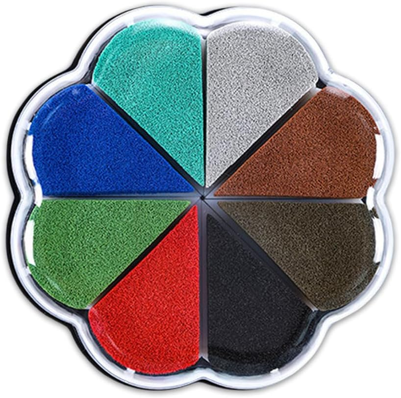 Sgphrzlt 8 Colors Petal Shape Stamp Pads, Removable Washable Craft Ink Pads for Stamping Rubber Stamps, Embossing Finger Print Ink Pads for Card Making DIY Scrapbook Painting Diary (1008) image number 1