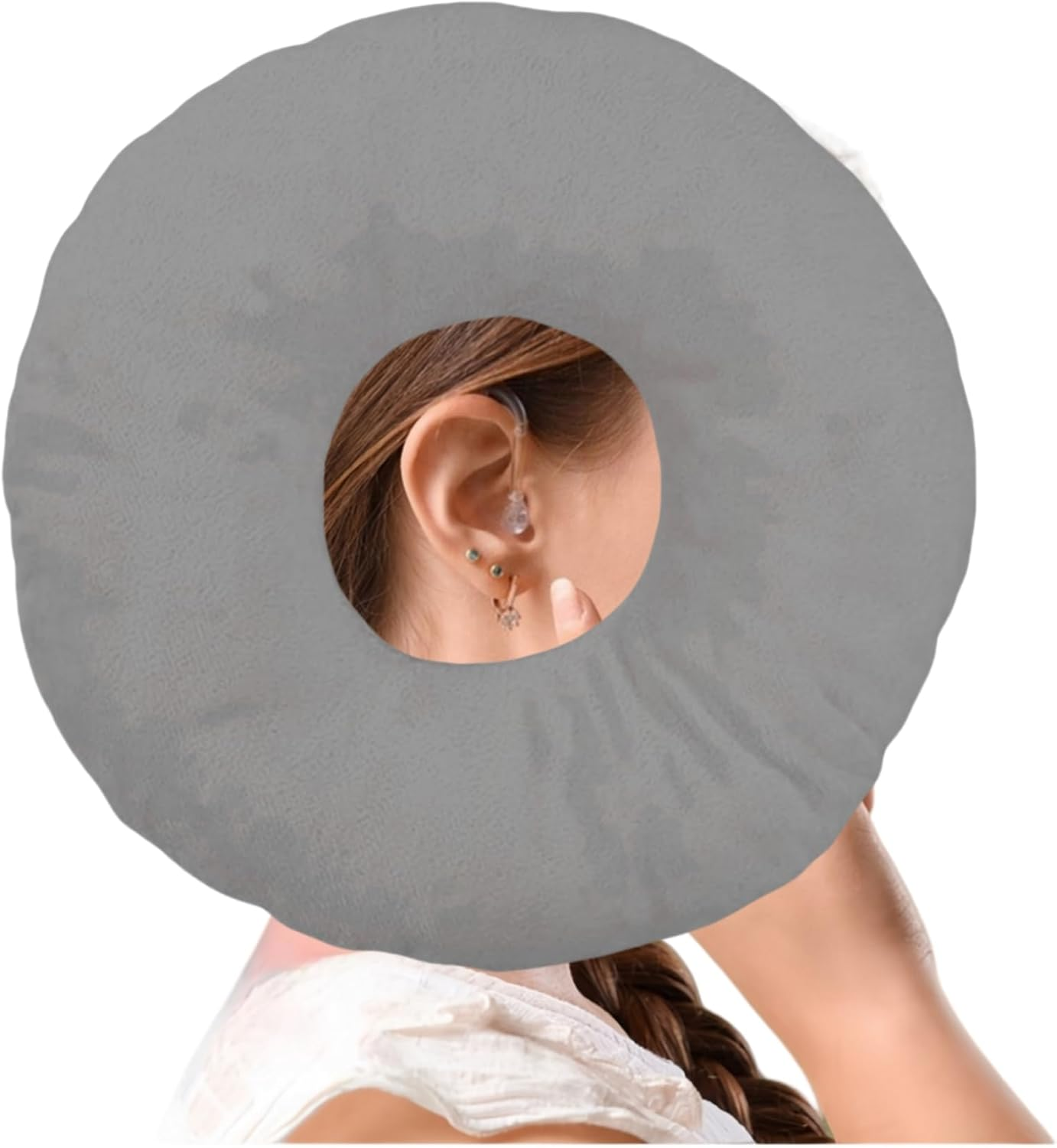 Sanseenia Donut Pillow, Ear Piercing Pillow for Side Sleepers, Face down Pillow, Small Donut Pillow with Ear Hole, Ear Relief for Ear Pressure and Pain, Ideal for Headphones (Pink)