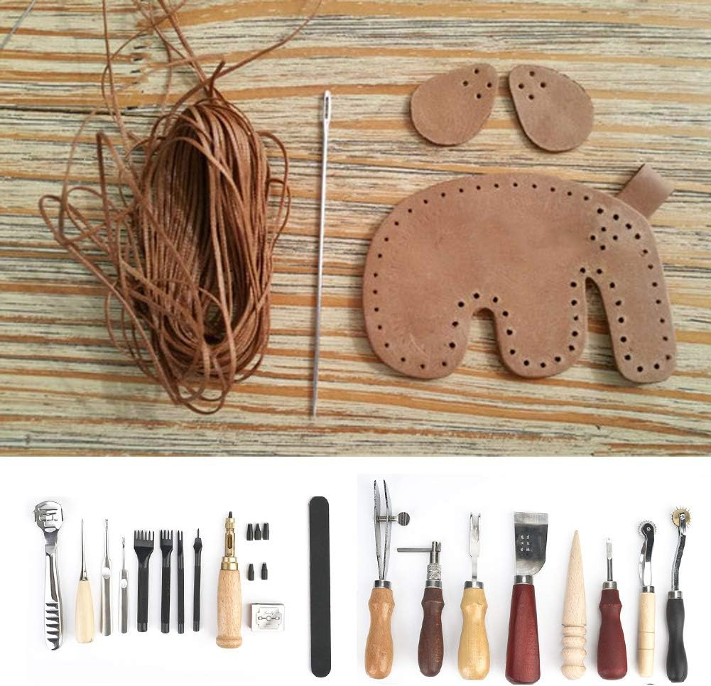 Leather Tool, Leather Hand Tools, 19Pcs/Set for Leathercraft