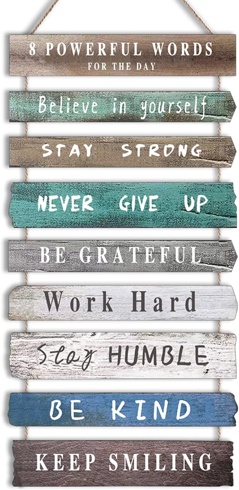 Joyhawk 4 Pieces Home Wall Decor Signs - THIS IS US/TOGETHER/BLESS THIS HOME/FAMILY for Living Room Bedroom, Rustic Wooden Farmhouse Art, 4.7 X 13.8 Inch (Mixed Color)