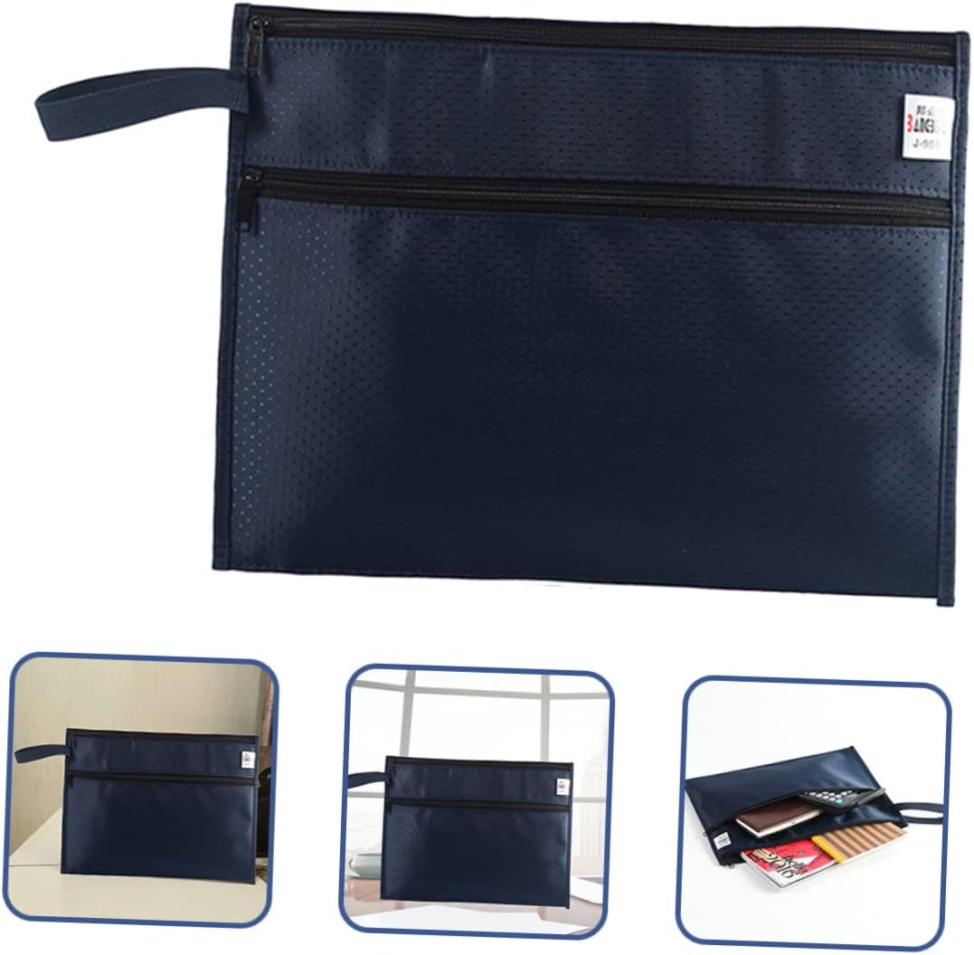 SECFOU Oxford Cloth Zipper File Bag Document Organizer for Office Supplies Training Materials and Meeting Documents Capacity Zipper Pouch image number 6